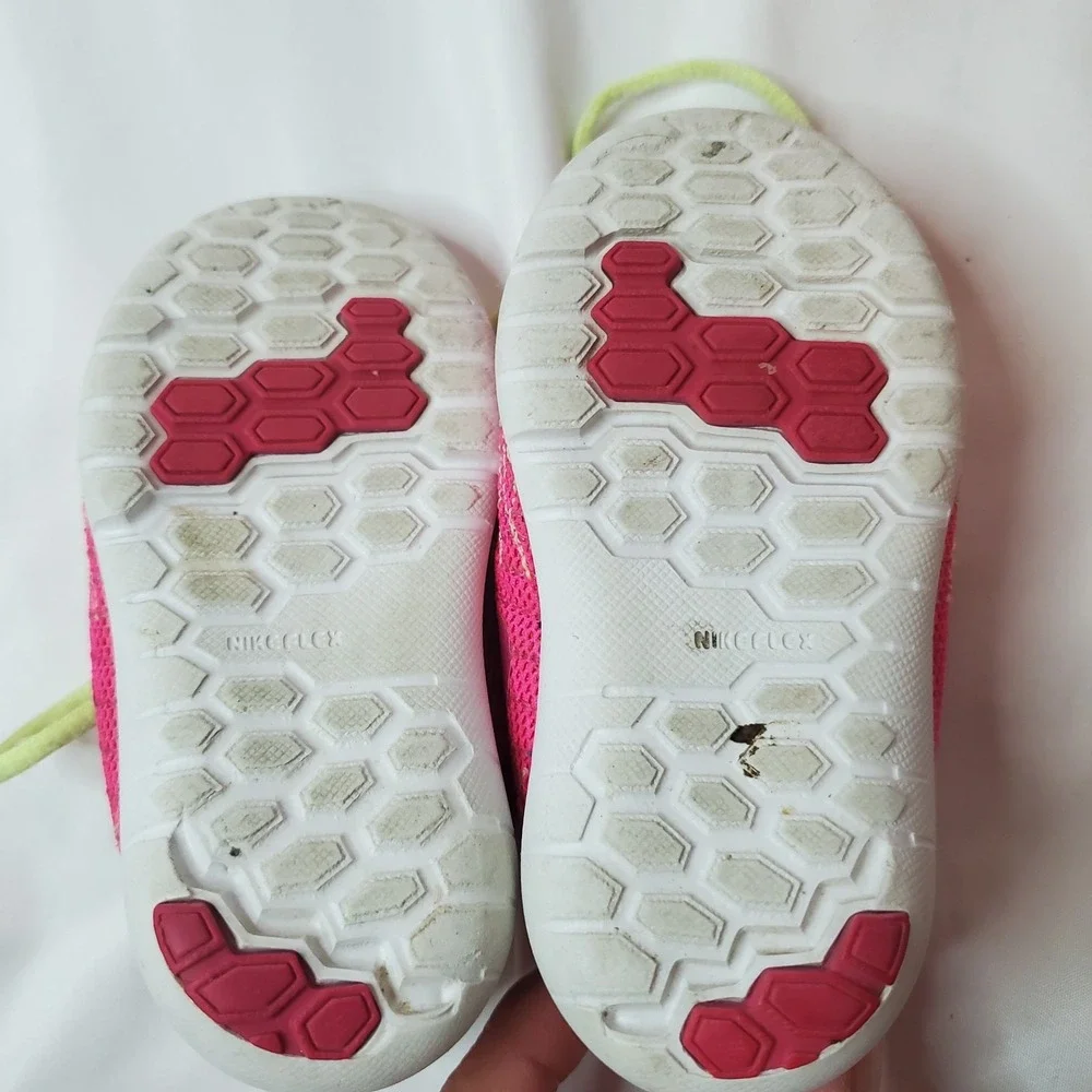 Nike Shoes Toddler Size 5c Flex Athletic Running Sneakers 725072-600 Pink‎ Green